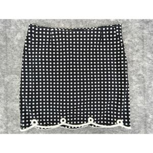 Golftini Women 8L The Ace Gingham Scalloped Hem Rope Trim Black White Golf Skirt